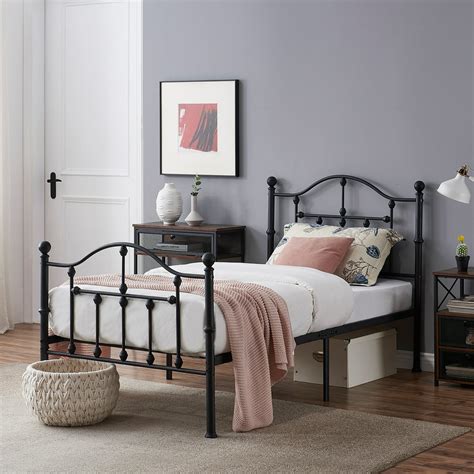 metal twin bed frame no box spring needed|twin bed frame extra high.